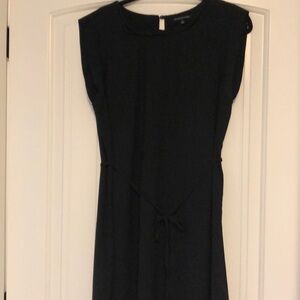 Black shift dress with tie waist